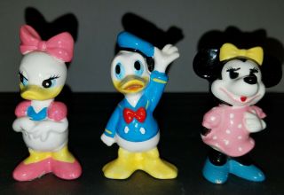 Vintage Disney Porcelain Figurines Donald Duck Daisy Duck Minni Mouse