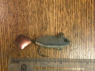 Antique,  Vintage Heddon Gray Flap - Tail Mouse Fly Fishing Lure -