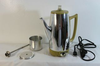 Vintage Ge General Electric Percolator Coffee Pot - 9 Cup Harvest Gold -