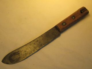 Vintage Antique Butcher Knife Cutlery Chef Knife Wood Handle Full Tang Rivet