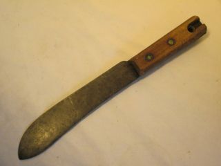 vintage antique butcher knife Cutlery chef knife wood handle full tang rivet 2