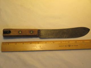 vintage antique butcher knife Cutlery chef knife wood handle full tang rivet 5