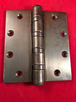 Vintage Mckinney 5 X 4.  5 Heavy Duty Tamper Proof Safe Brass Steel Hinge