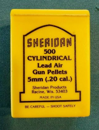 Vintage Sheridan 500 Cylindrical Lead Air Gun Pellets 5 Mm.  20 Cal.  14.  3 Grains