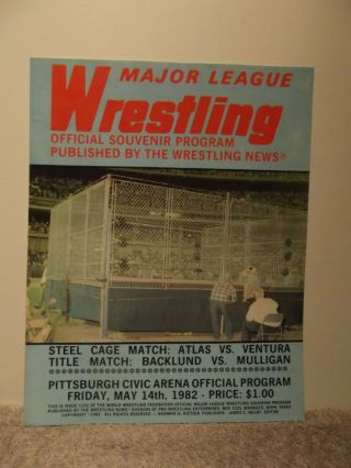 Vintage Wwf Major League Wrestling Program 1982 Pittsburgh Civic Arena