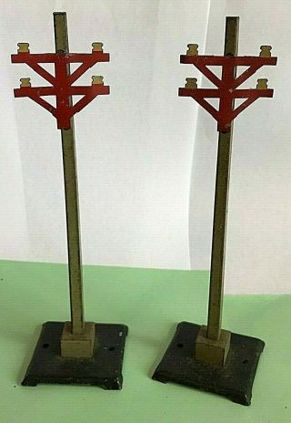 Vintage 1920/30 2 - Metal Utility Poles 7 " Tall For O Gauge Train Layout