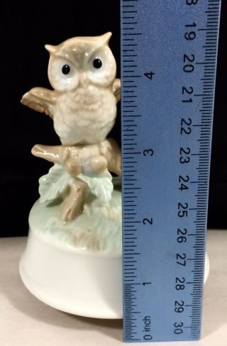 Vtg Otagiri Japan Porcelain Music Box Two Owl on Tree Branch ROTATE Close to You 2