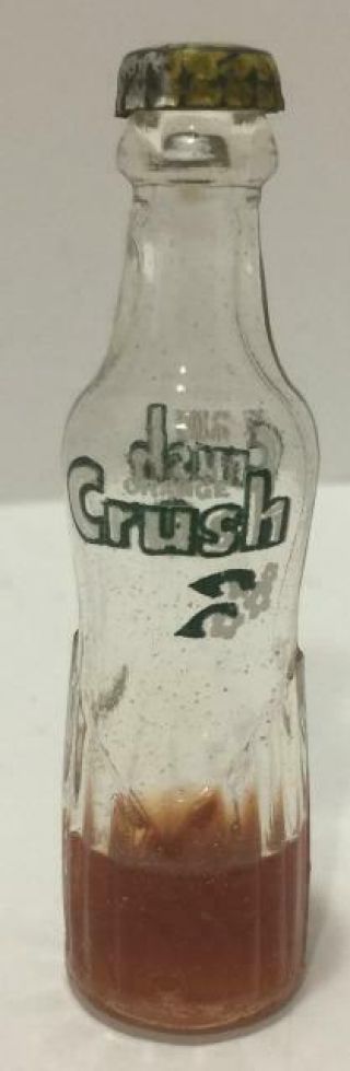 Rare Vtg Salesman Sample Orange Crush Soda Pop Glass Bottle W/cap 7 "