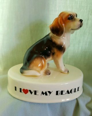I Love My Beagle George Good Japan 3 1/2 " Dog Figurine Collectable Hound Vintage