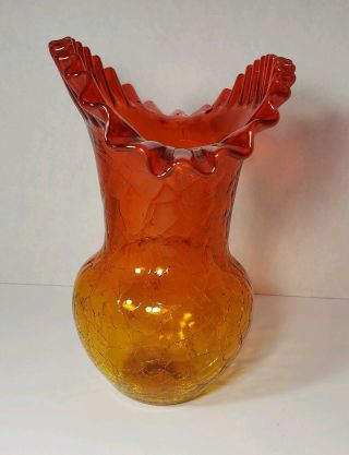 Vintage Blenko Amberina Crackle Glass 