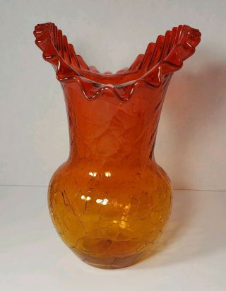 Vintage Blenko Amberina Crackle Glass 
