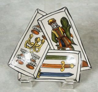 Vintage Bassano Italian Pottery Ceramic Tarot Cards Trinket Dish Plate 3 Swords 3