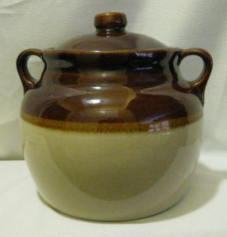 Vintage Monmouth Western Pottery,  Illinois Usa Gallon Handled Crock Jar Bean Pot