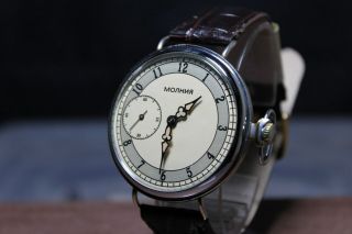Soviet Molnija Watch Pocket 3602 Russian Ussr Vintage Men Wristwatch Molnia 6