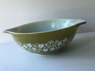 Vintage Pyrex Green Crazy Daisy Spring Blossom 4 Qt Mixing Casserole Bowl 444
