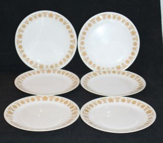 6 Corelle Butterfly Gold Dinner Plates 10 1/8 " Very Good Vintage