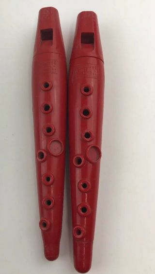 The Swanson Tonette Instrument Recorder Flute 2 Vintage 1950s Red
