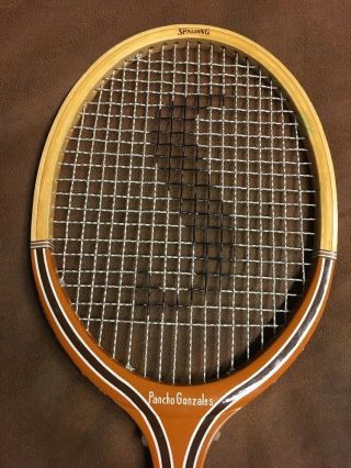 Spalding Pancho Gonzales Impact - 330 Vintage Wood Racket Leather 4 1/2