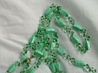 Vintage Jewellery Art Deco stunning green Czech Marble glass bead necklace 3