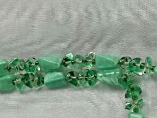 Vintage Jewellery Art Deco stunning green Czech Marble glass bead necklace 4