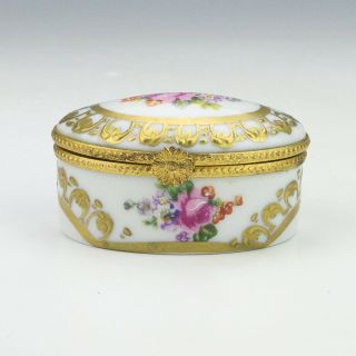 Vintage Limoges Porcelain - Flower Decorated Lidded Pill Box