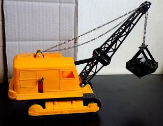 Vintage Plastic Battery Operated Mobile Crane With Grab Bucket,  Made In Japan