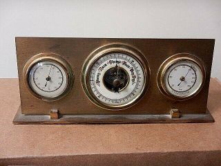 Vintage Solid Brass Barometer Thermometer Hygrometer " Weather Station " Germany