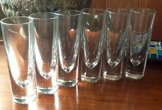Set Of 6 Vintage Clear Heavy Glases Vase Italy Teardrop Design 27 Drinking