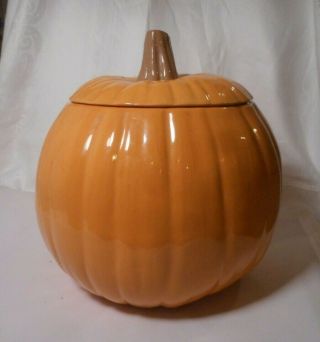 Vintage Ceramic Pumpkin Cookie Jar Candy Bowl 8 1/2 " X 8 1/2 " With Lid