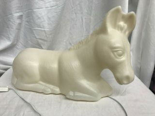 All White Vintage Donkey Nativity Empire Plastics Blow Mold Lighted