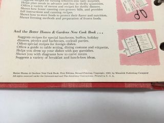 Vintage 1953 Better Homes and Gardens Cook Book Hardcover Cookbook Ring Bind 6