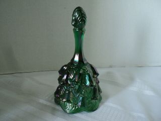 , Vintage,  Fenton,  Tulip,  Temple Bell,  Iridescent Carnival Green Glass