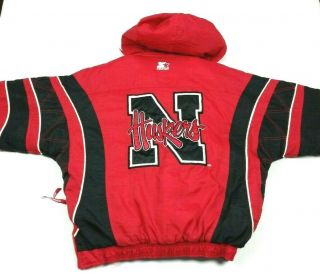 Vintage Starter Nebraska Cornhuskers Red Insulated Zip Pullover Jacket Large Men