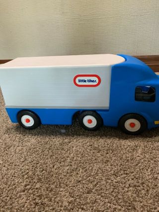Vintage Little Tikes Ride On 23 " Blue Semi Truck Tractor Trailer Big Rig