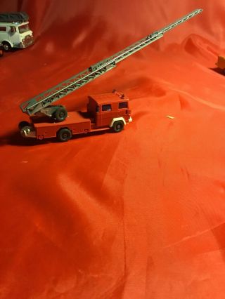 Vintage Ho Scale Wiking European Fire Truck With Extension Ladders & Hose Reel
