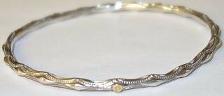 Lovely Vintage Sterling & 18k Gold 7.  75 " Bangle Bracelet W/elaborate Design 2