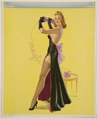 Vintage Art Frahm 1940s Pin - Up Poster Gossip Girl Is The Maybe Girl Archived Nr