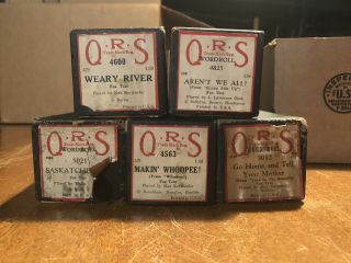 Bundle Of Five Q.  R.  S Player Piano Rolls (vintage,  Early 1900’s)