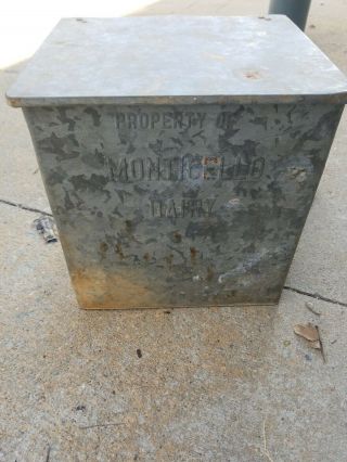 Vintage Insulated Milk Box Porch Cooler Galvanized Aluminium Monticello Dairy