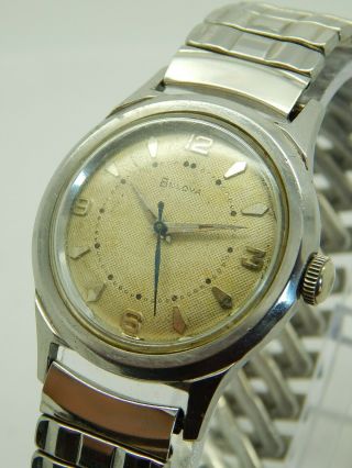 Vintage 1957 Bulova " Senator " Watch 17 Jewels Stainless Steel Water Resistant