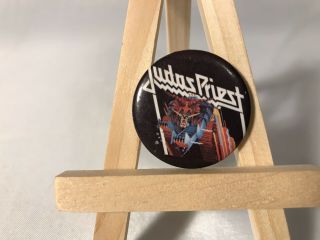 Judas Priest Pin Back Vintage Heavy Metal From 1984