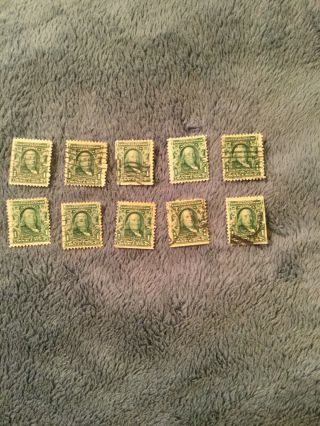 Vintage Benjamin Franklin One Cent Stamps Set Of 10