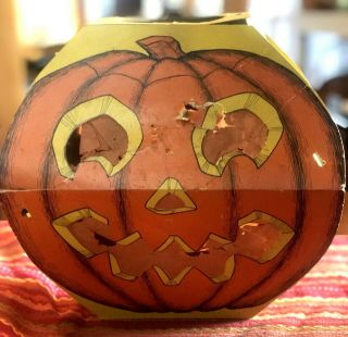 Vintage Cardboard 2 Sided HALLOWEEN Pumpkin Lantern Jack o Lantern Made in USA 4