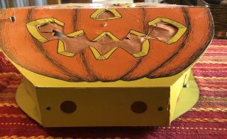 Vintage Cardboard 2 Sided HALLOWEEN Pumpkin Lantern Jack o Lantern Made in USA 7