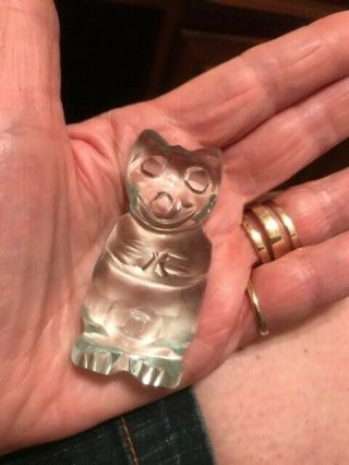 Rare Vintage Collectible Felix The Cat Solid Carved Glass Figurine