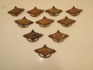 Set Of 10 Antique Brass Drawer Pulls/handl Ornate Victorian Rococo Vtg Sand Cast