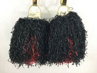 Vintage Dehen Cheer Pom Poms Cheerleader Black Red Set Shakers Pair Dance Handle