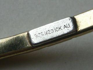 Fine Vintage Sterling Silver 10k Gold Filled Thin Bangle Bracelet 5