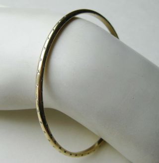 Fine Vintage Sterling Silver 10k Gold Filled Thin Bangle Bracelet 7