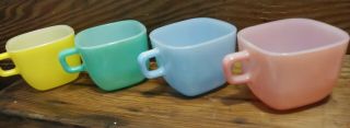 Set Of 4 Vintage Lipton Tea Cups Pastel Colors,  Made By Glasbake Usa